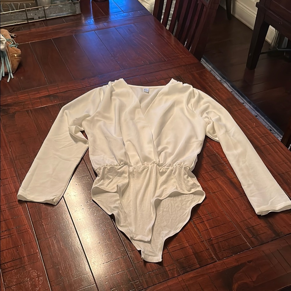 Women’s Cream One Piece Bodysuit Blouse